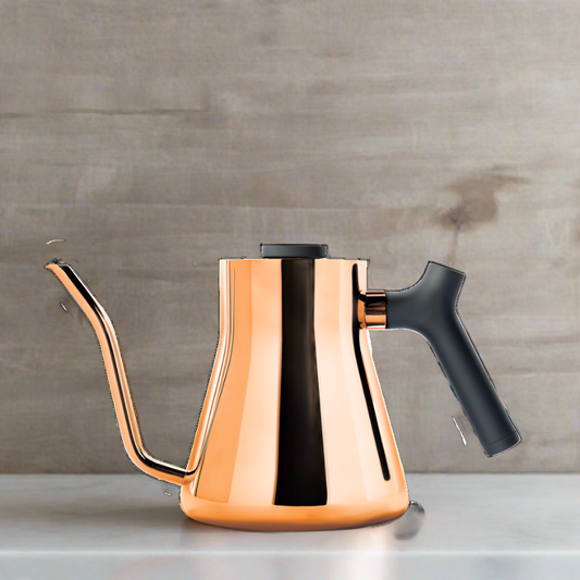 The perfect pour-over kettle, unplugged. Track your temperature with the brew range thermometer, then use the precision spout and counterbalanced handle for a slow, intuitive pour. The smaller volume makes it easy to control your flow rate.